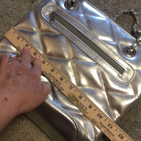 Silver Quilted Evening Tote Bag - Picture 7 of 8
